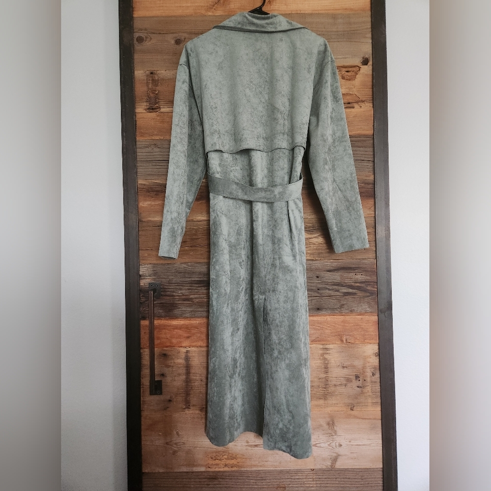 NWT Free People Exclusive Blank NYC Vegan Suede Trench Coat Size L - Picture 4 of 4